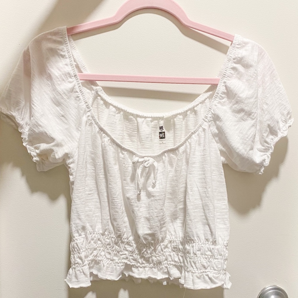 white cottagecore crop top